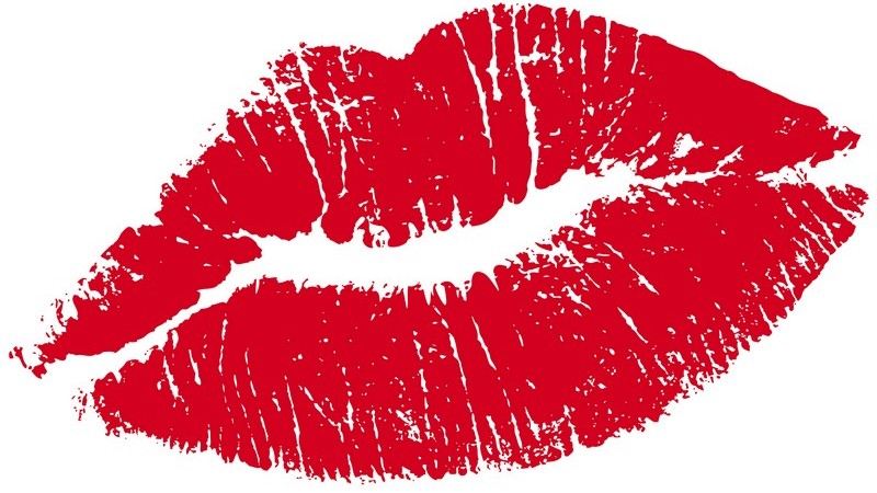 Grafik eines Kussmunds mit roten Lippen vor weißem Hintergrund