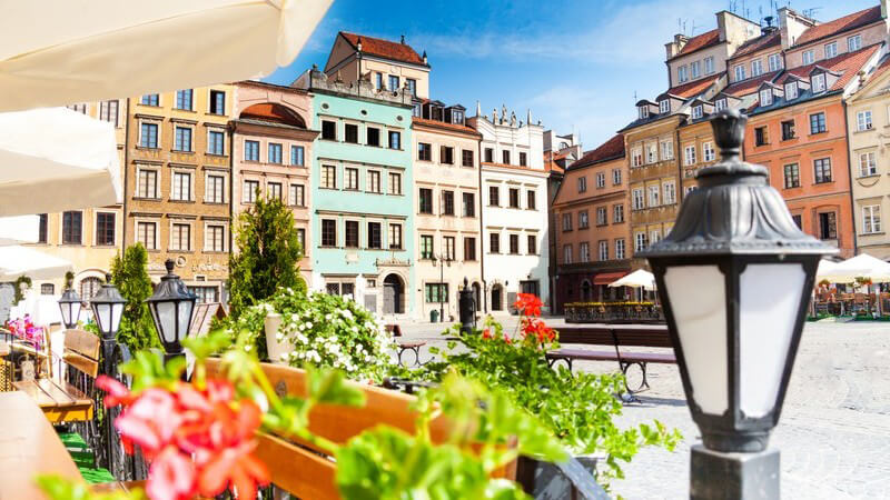 Ausschnitt Marktplatz der Altstadt in Warschau, Polen