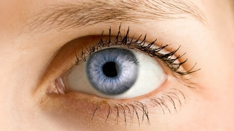 Linkes Auge einer jungen Frau, Augenfarbe blau