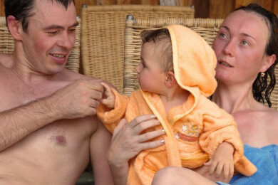 Auch Kinder dürfen in die Sauna
