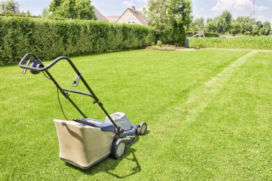 Vorsicht beim Rasenmähen