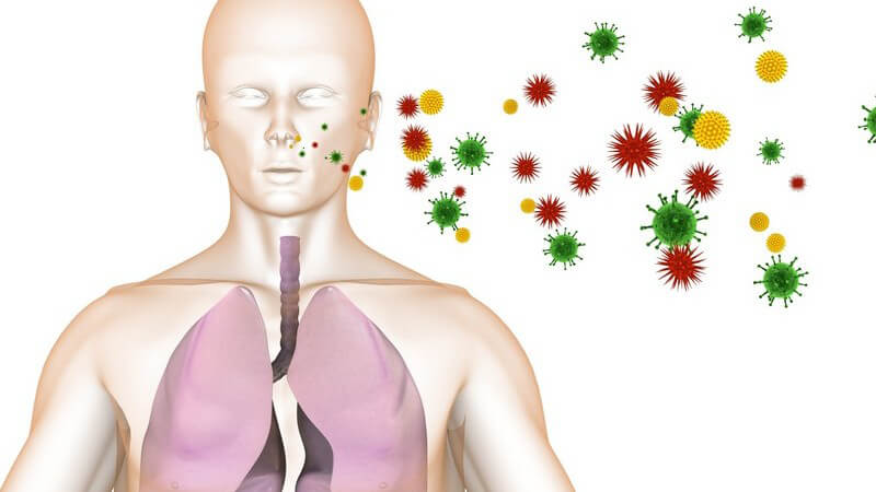 3D Grafik menschlicher Körper mit Bakterien Infektion