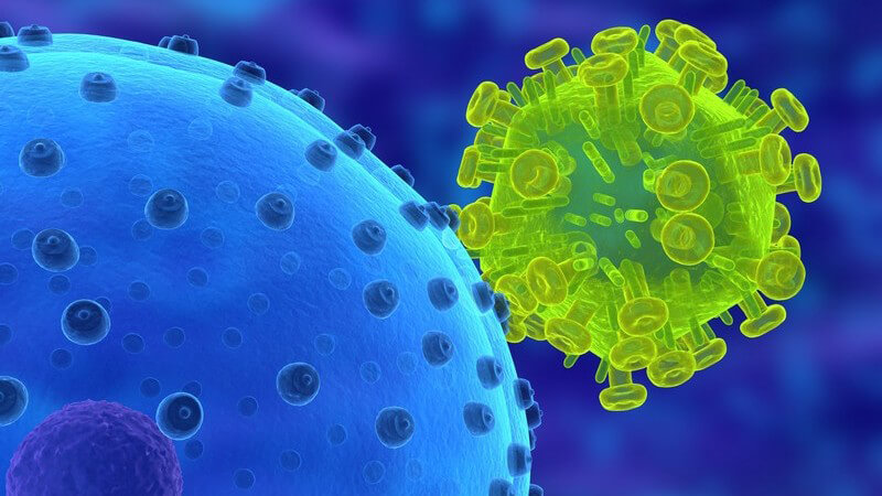 3D Grafik HI Virus infiziert eine Zelle