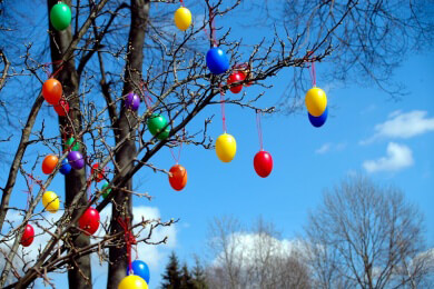 Fast zehntausend Eier schmücken den Baum eines Rentners