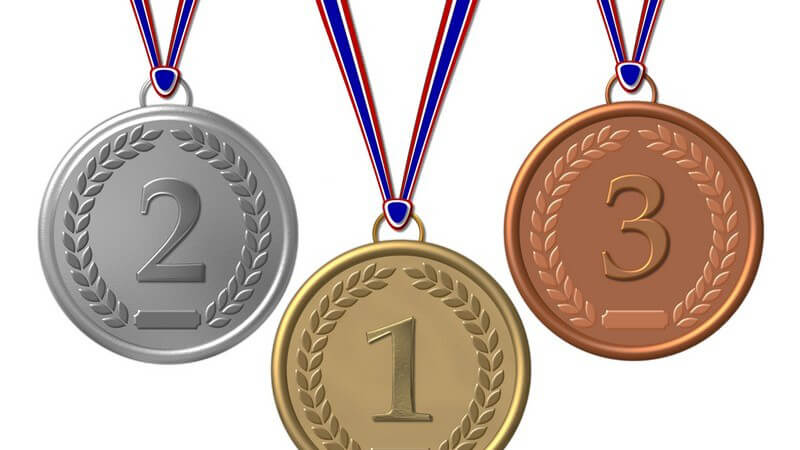 Grafik Bronze, Silber und Gold Medaillen