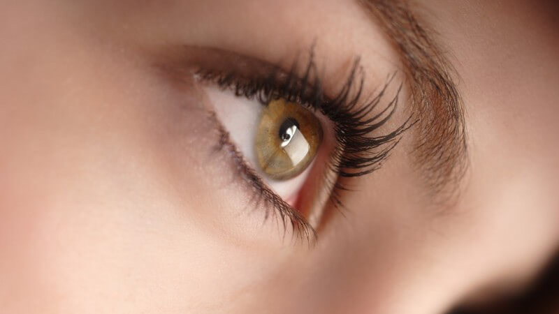 Nahaufnahme rechtes Auge einer Frau, Augenfarbe grün-braun