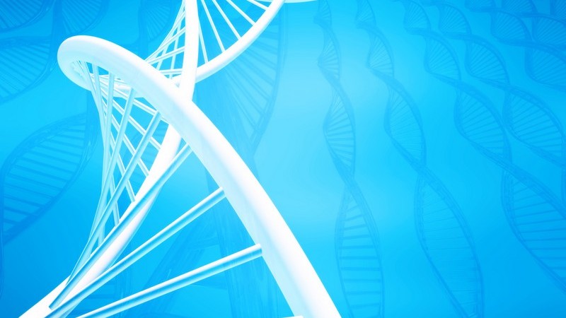 3D Grafik DNA weiß auf blauem Hintergrund