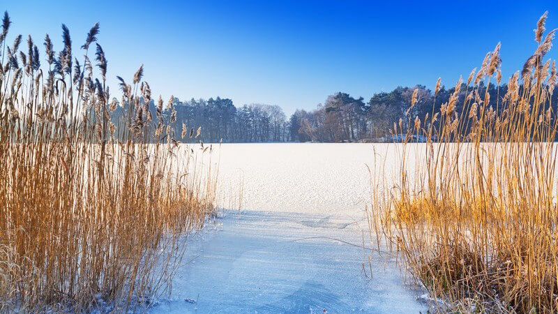 Gefrorener See in Polen, Masuren, Winterlandschaft