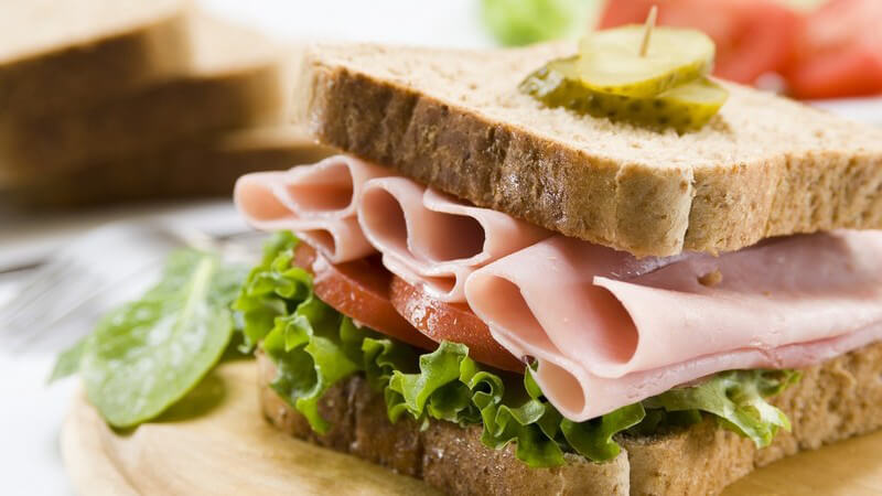 Nahaufnahme Schinken Sandwich