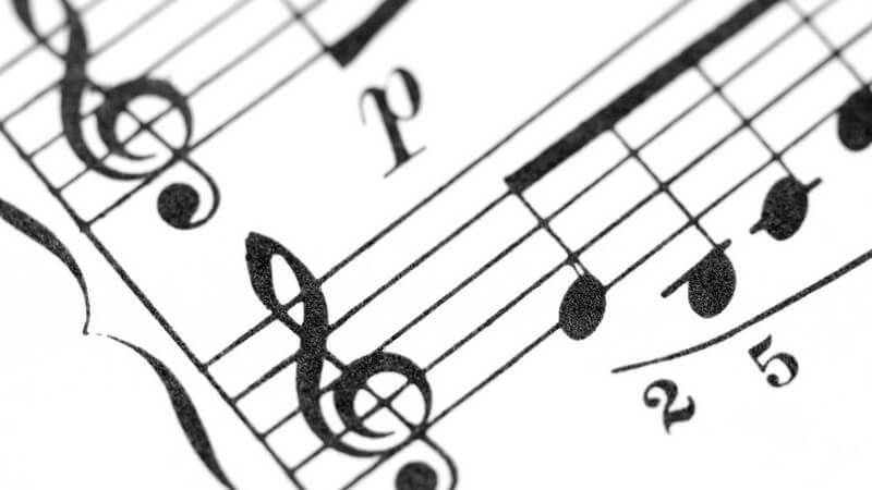 Ausschnitt Partitur, Notenlinie - Achtelnoten im Violinschlüssel
